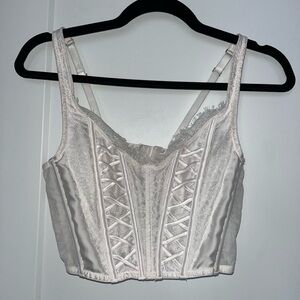 Victoria's Secret Satin Lace-Up Corset Bra - Cream